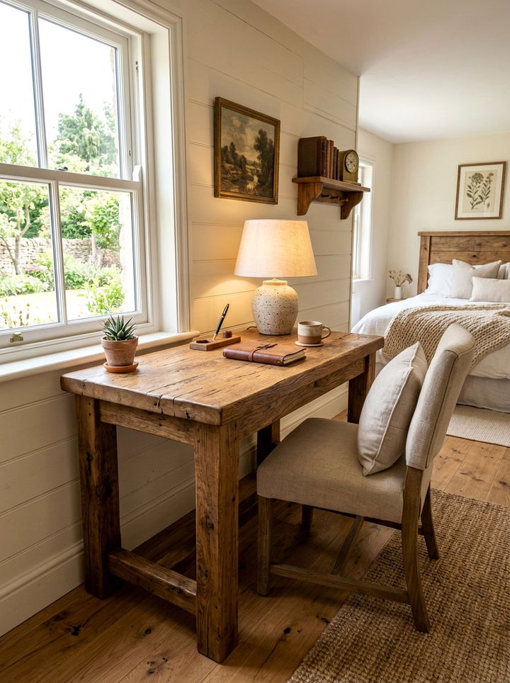 Rustic Wood Desk - 30 bedroom desk ideas