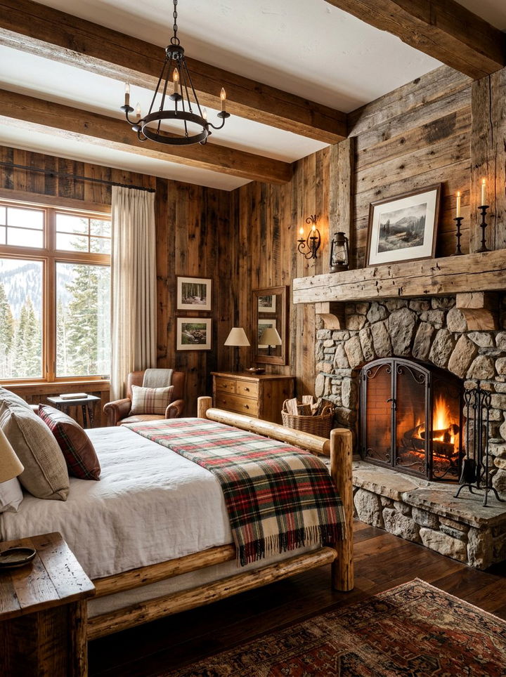 Rustic Wood Fireplace Bedroom - 30 bedroom gas fireplace ideas