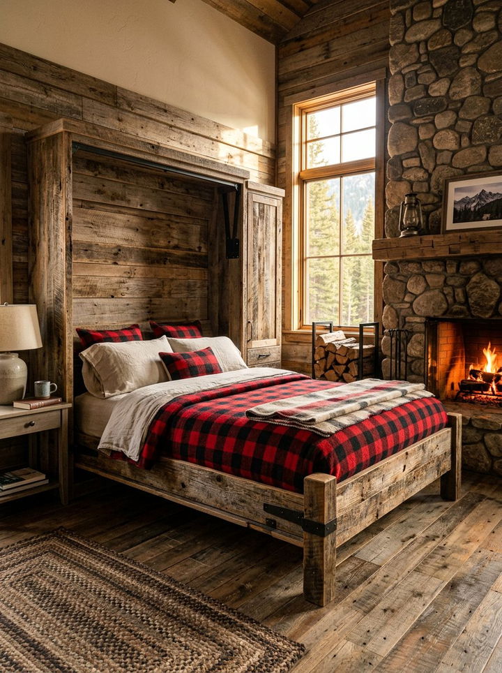 Rustic Wood Fold Down Bed - 30 bedroom fold down bed ideas