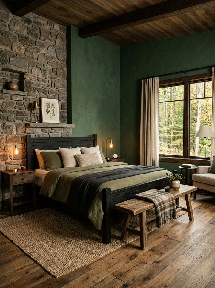 Rustic Wood Green Black Bedroom - 30 forest green and black bedroom ideas
