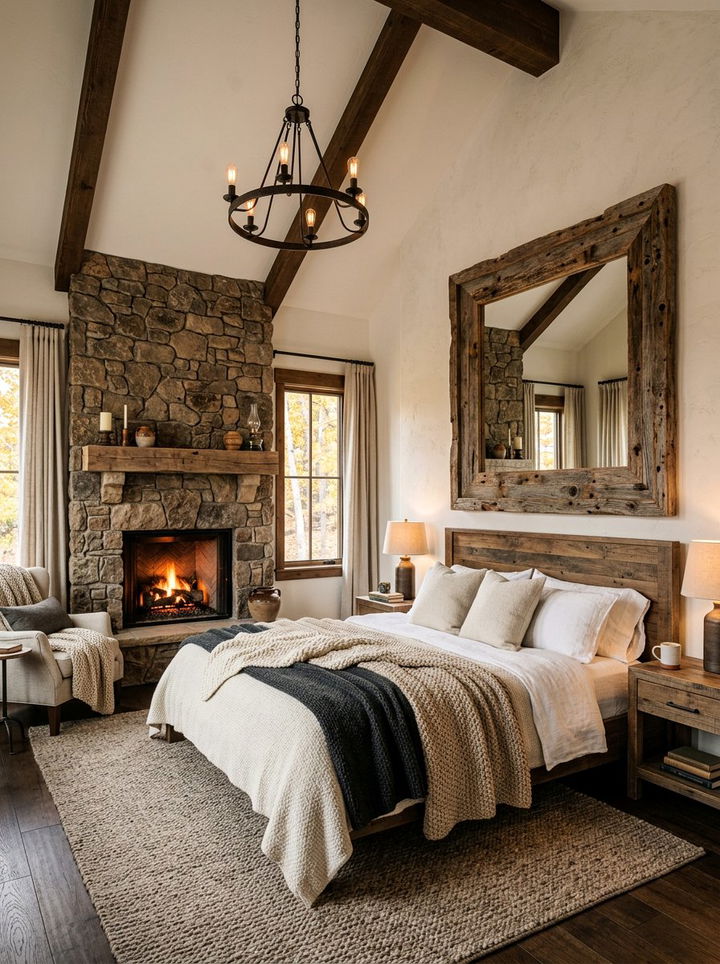 Rustic Wood Mirror - 30 bedroom mirror ideas