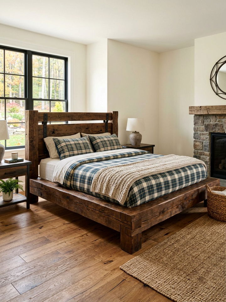 Rustic Wood Platform Bed - 30 bedroom low profile beds