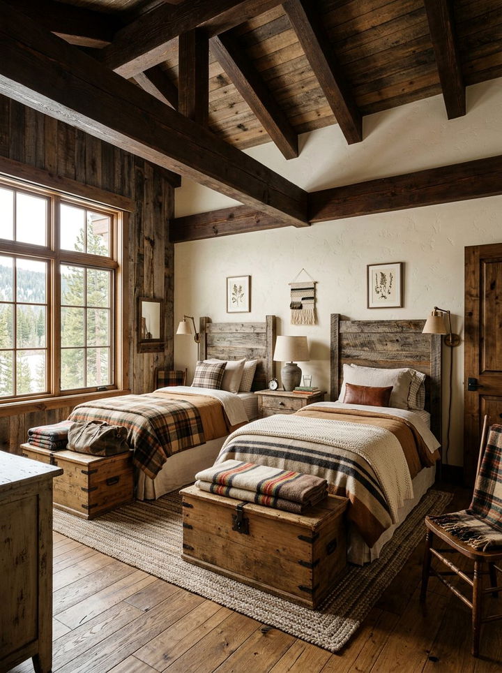 Rustic Wood Shared Bedroom - 30 boy and girl shared bedroom ideas