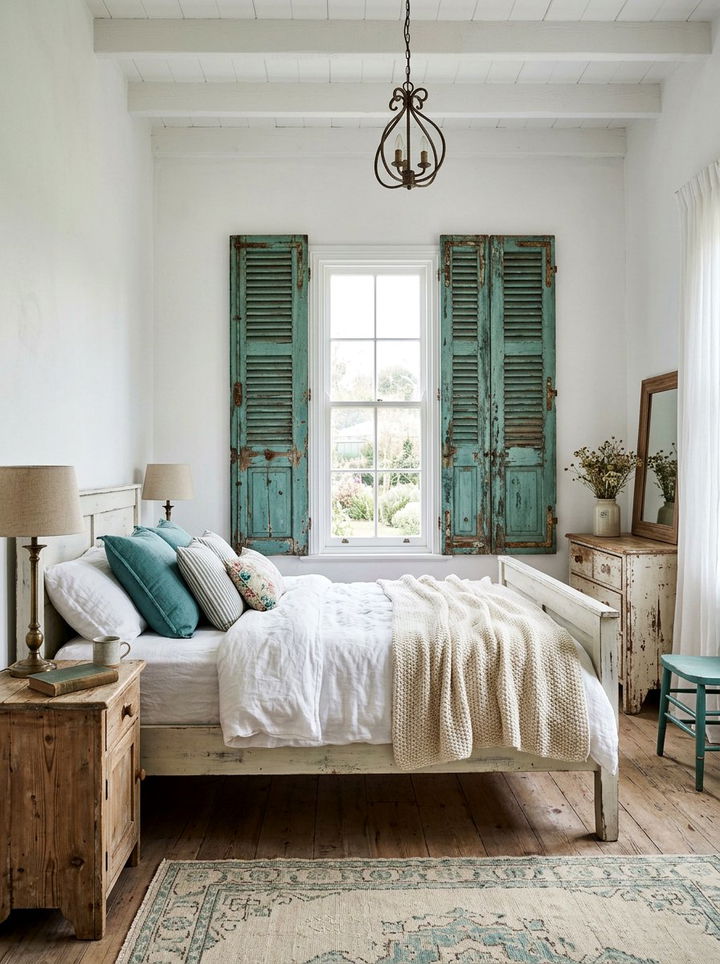 Rustic Wood Shutters - 30 bedroom wall decor ideas