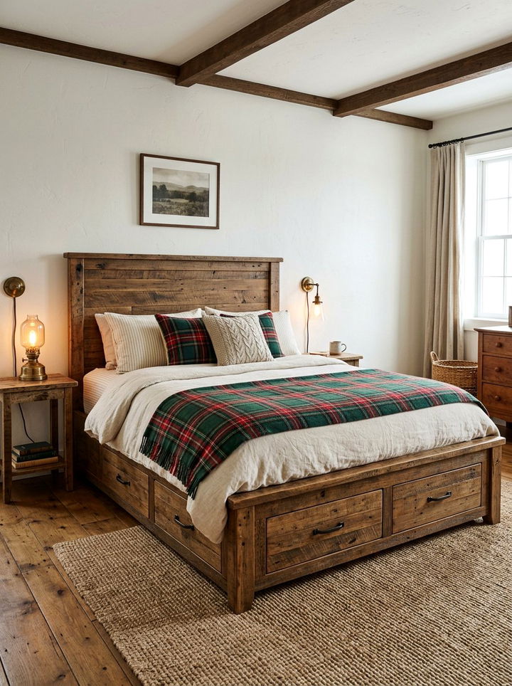 Rustic Wood Storage Bed - 30 bedroom ottoman bed ideas