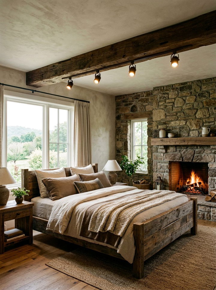 Rustic Wood Track Lighting - 30 bedroom track lighting ideas