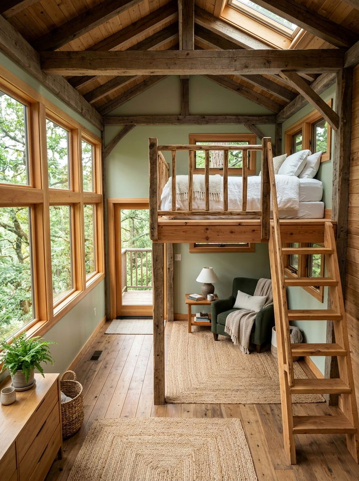 Rustic Wood Treehouse Bed - 30 treehouse bedroom ideas