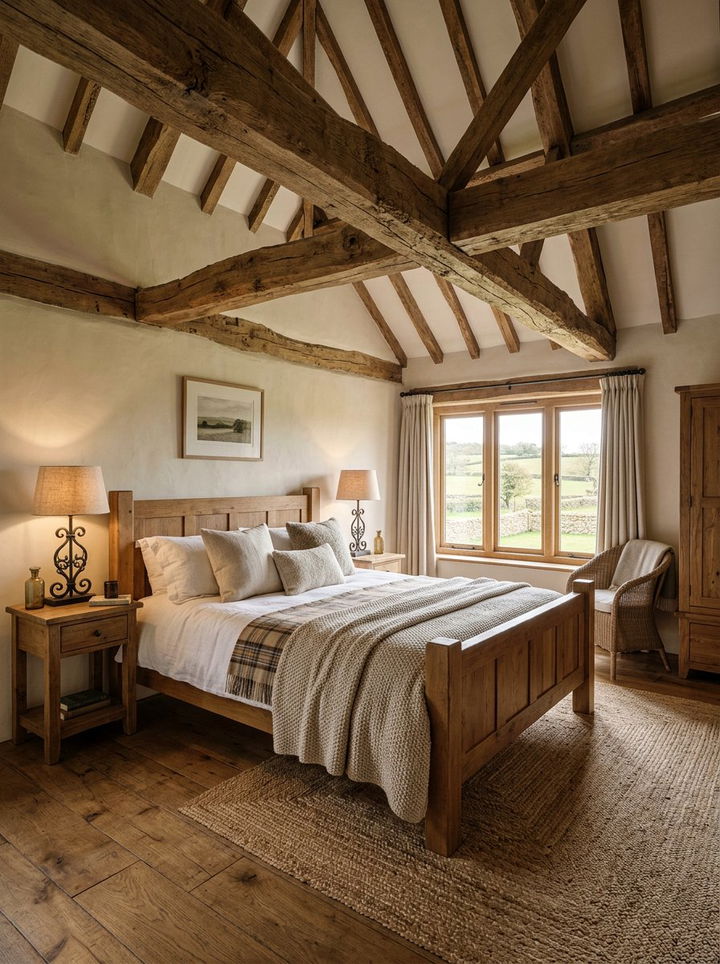 Rustic Wooden Beams - 30 country house bedroom ideas