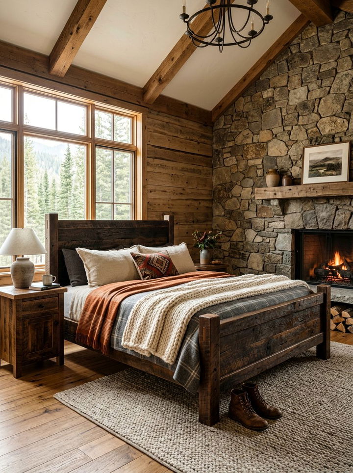 Rustic black bed - 30 black bedroom furniture ideas