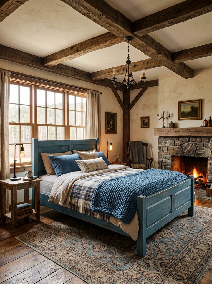 Rustic cerulean blue bedroom - 30 cerulean bedroom ideas