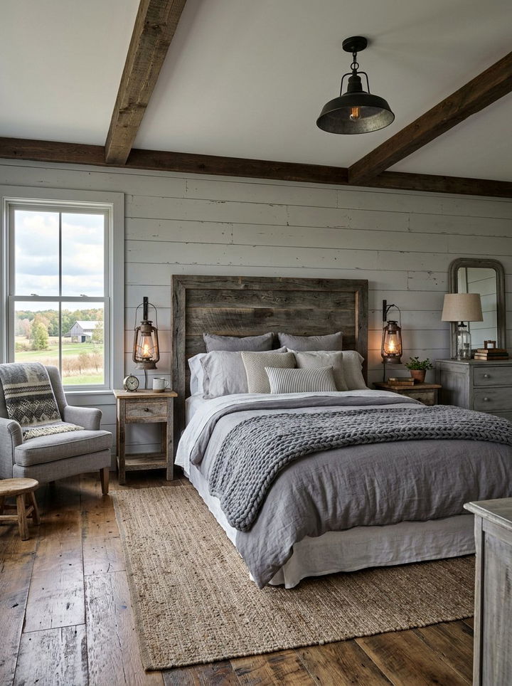 Rustic gray farmhouse bedroom - 30 farmhouse gray bedroom ideas