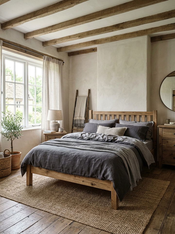 Rustic grey linen bedding - 30 rustic grey bedroom ideas