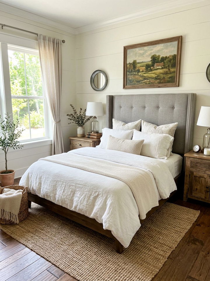 Rustic grey upholstered bed - 30 rustic grey bedroom ideas