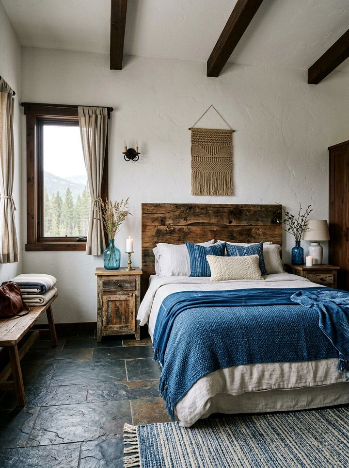 Rustic indigo bedroom decor - 30 indigo and white bedroom ideas
