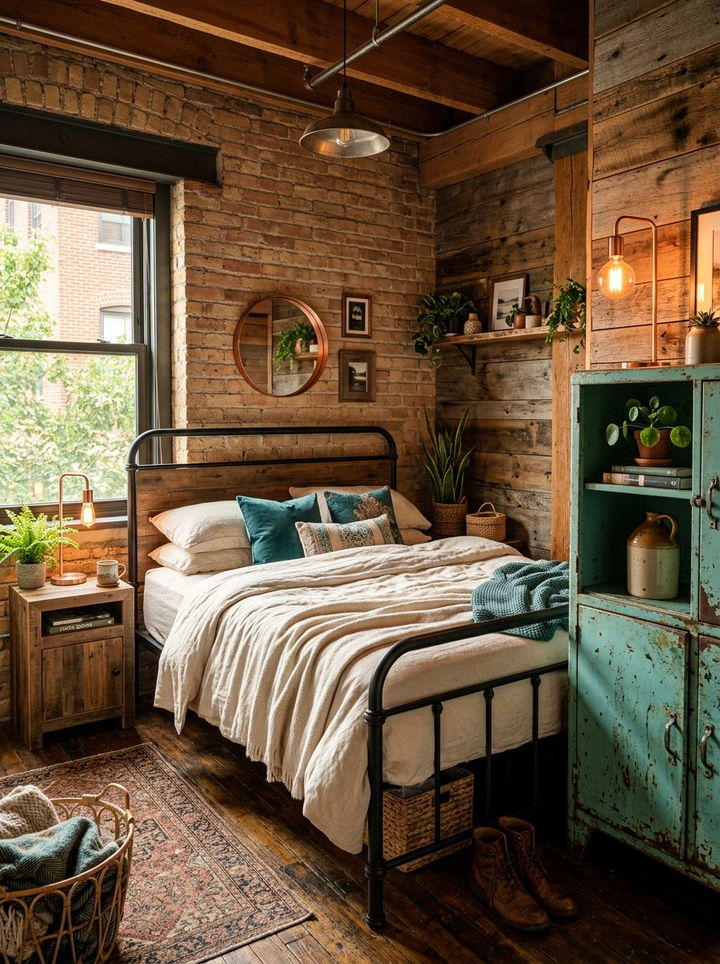 Rustic industrial teal bedroom - 30 industrial teal bedroom ideas