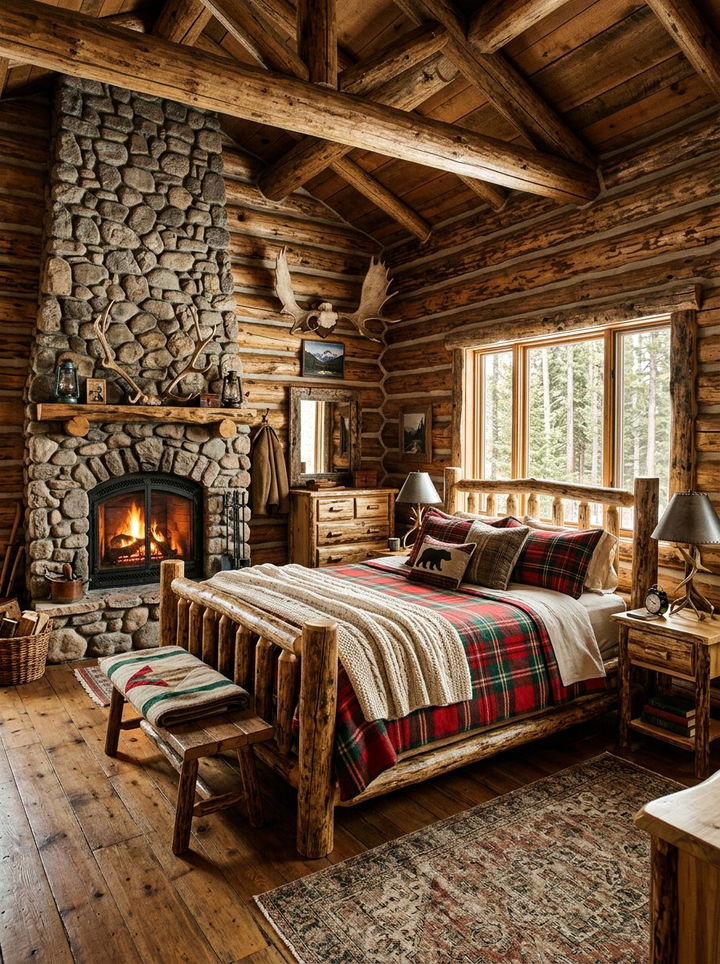Rustic log cabin bedroom - 30 historic home bedroom ideas