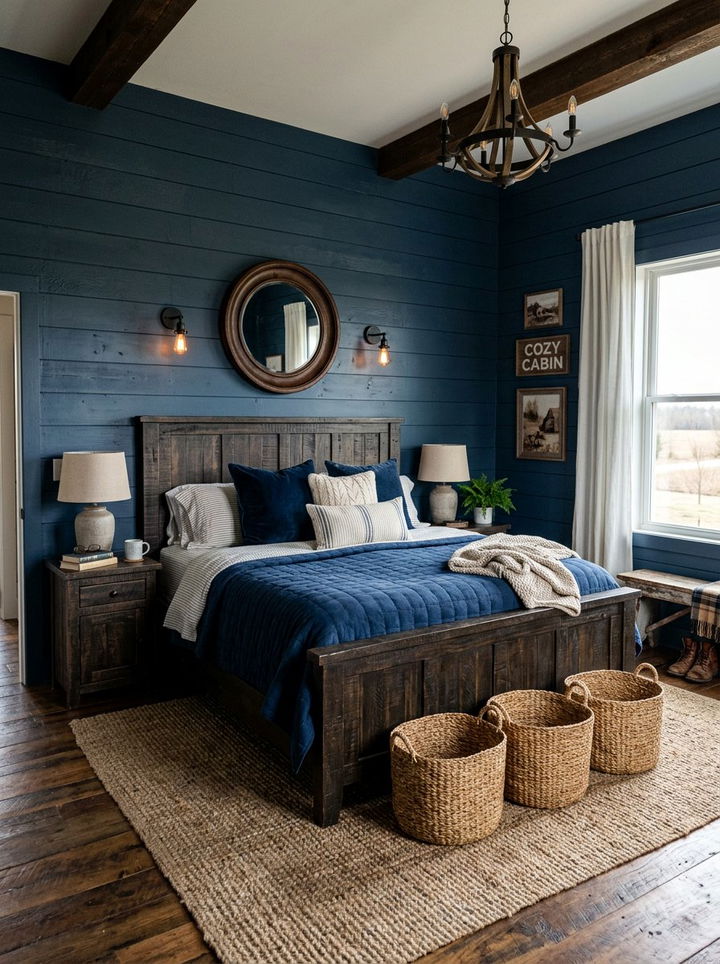 Rustic navy bedroom - 30 navy bedroom decor ideas