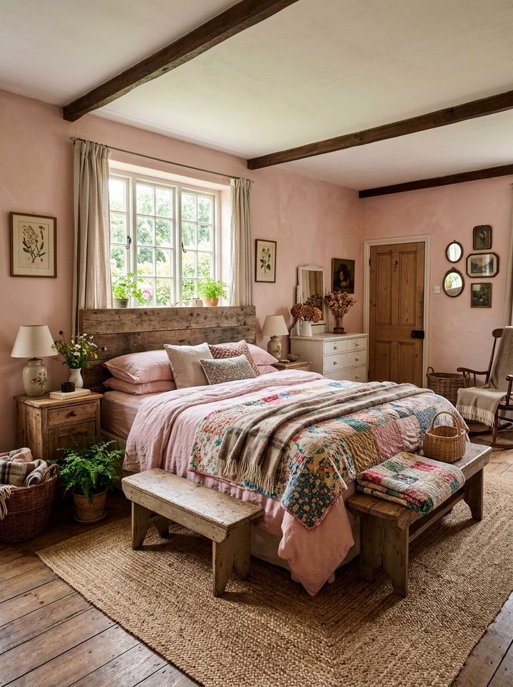 Rustic pink bedroom - 30 pale pink bedroom ideas