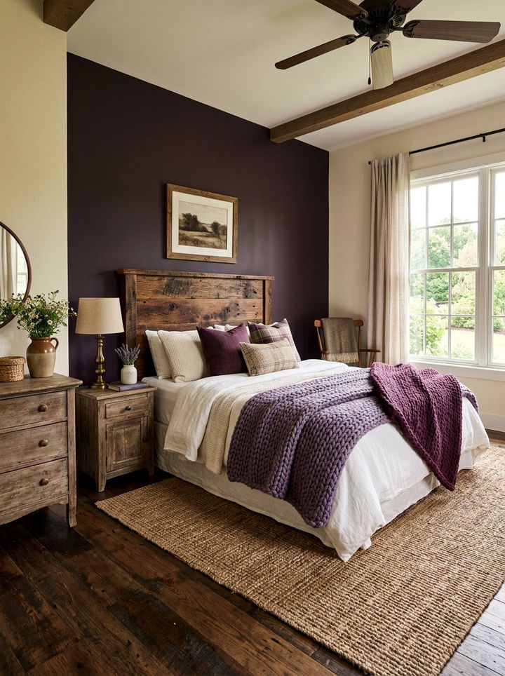 Rustic purple bedroom - 30 deep purple bedroom ideas