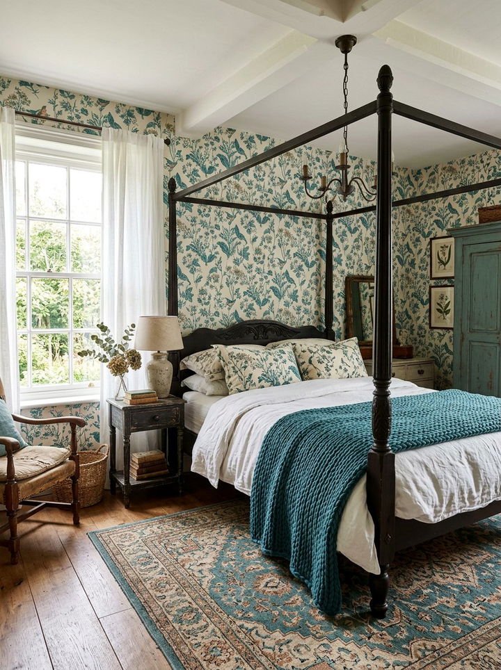 Rustic teal floral bedroom - 30 rustic teal bedroom ideas