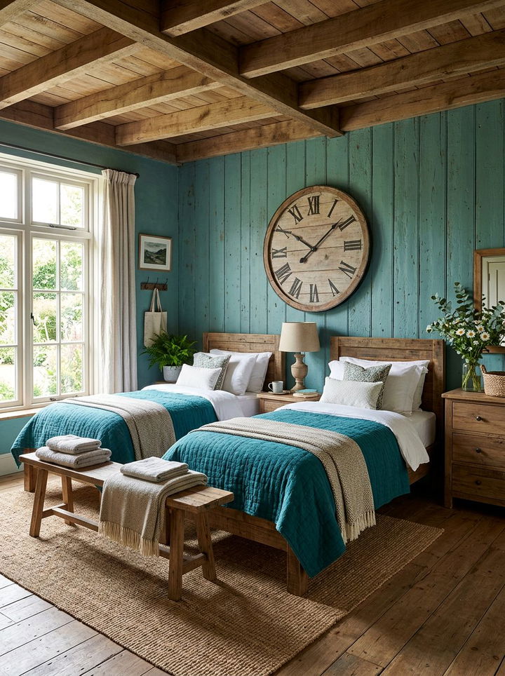 Rustic teal guest bedroom - 30 rustic teal bedroom ideas