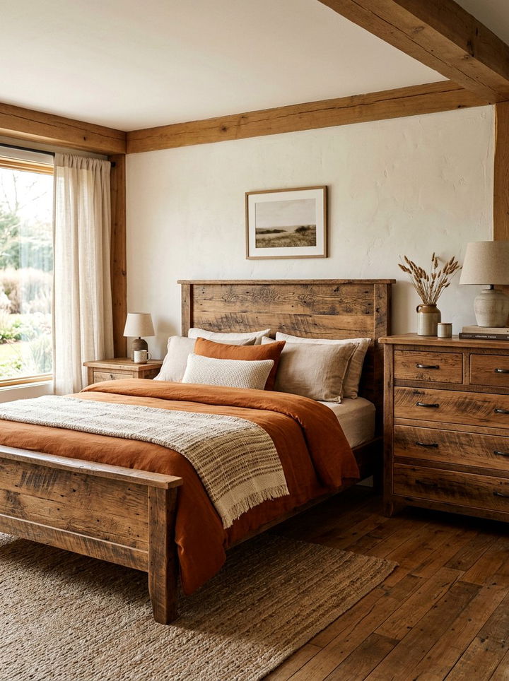 Rustic wood bedroom furniture - 30 rust and beige bedroom ideas