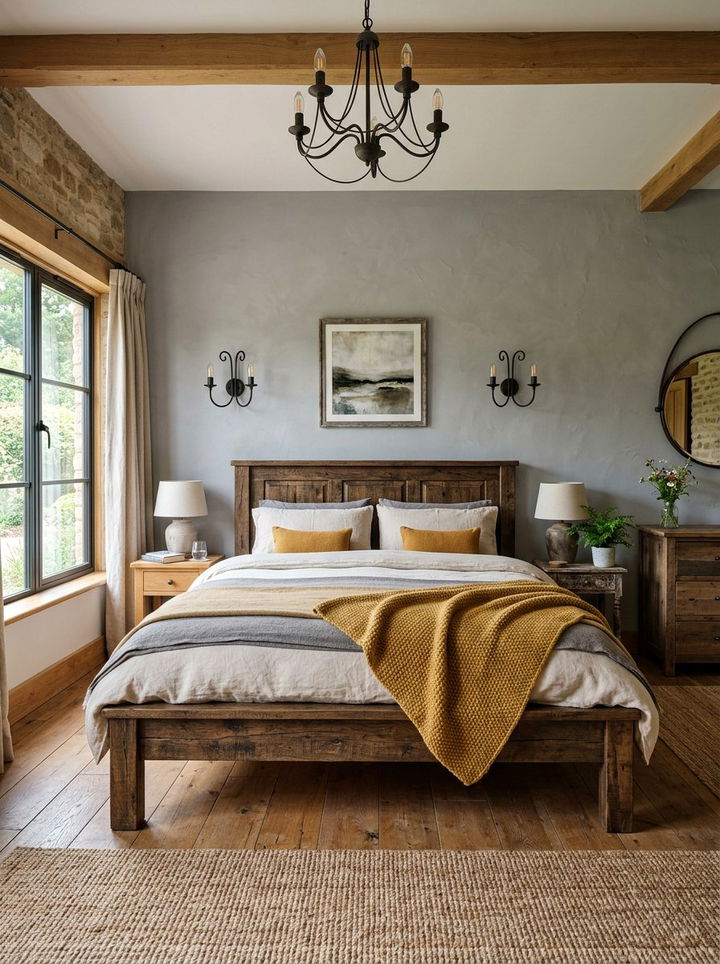 Rustic wood gray yellow bedroom - 30 gray yellow bedroom ideas