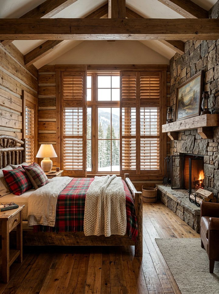 Rustic wood plantation shutters - 30 bedroom plantation shutters