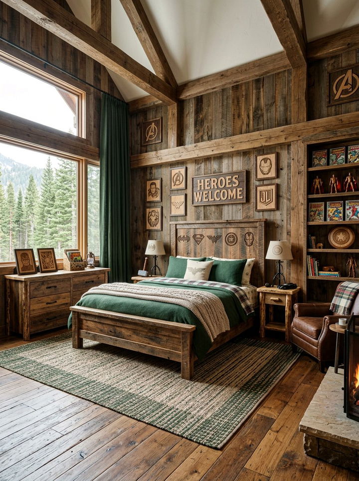 Rustic wood superhero bedroom - 30 superhero bedroom ideas