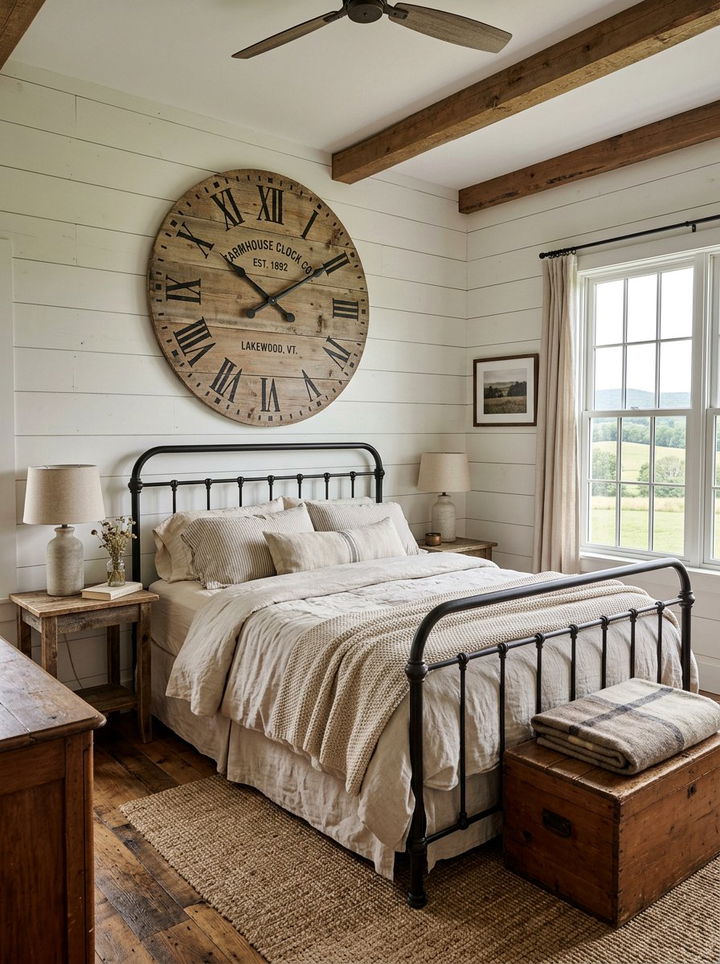 Rustic wooden wall clock - 30 bedroom vintage clocks