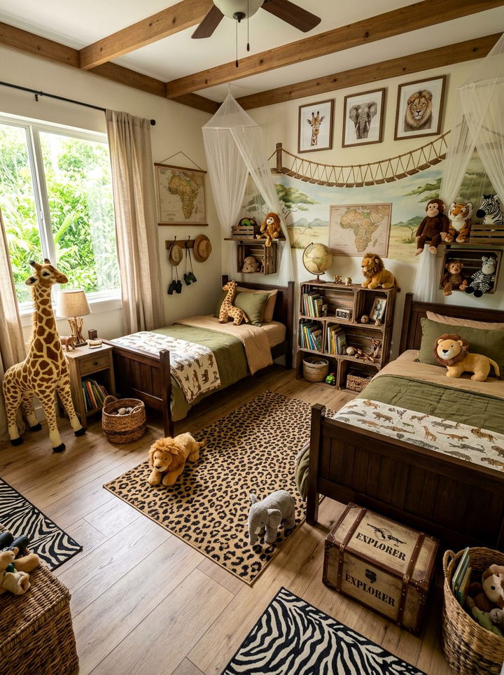 Safari Themed Shared Bedroom - 30 boy and girl shared bedroom ideas