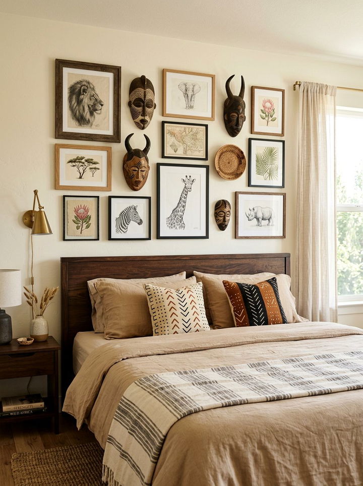 Safari gallery wall decor - 30 safari bedroom ideas
