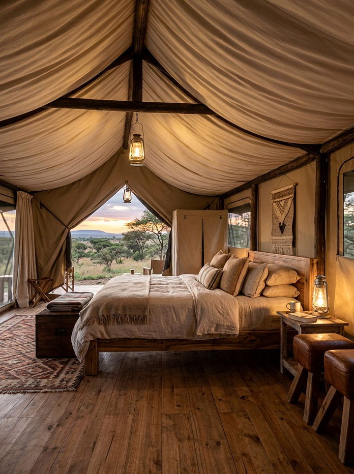 Safari tent style bedroom - 30 safari bedroom ideas