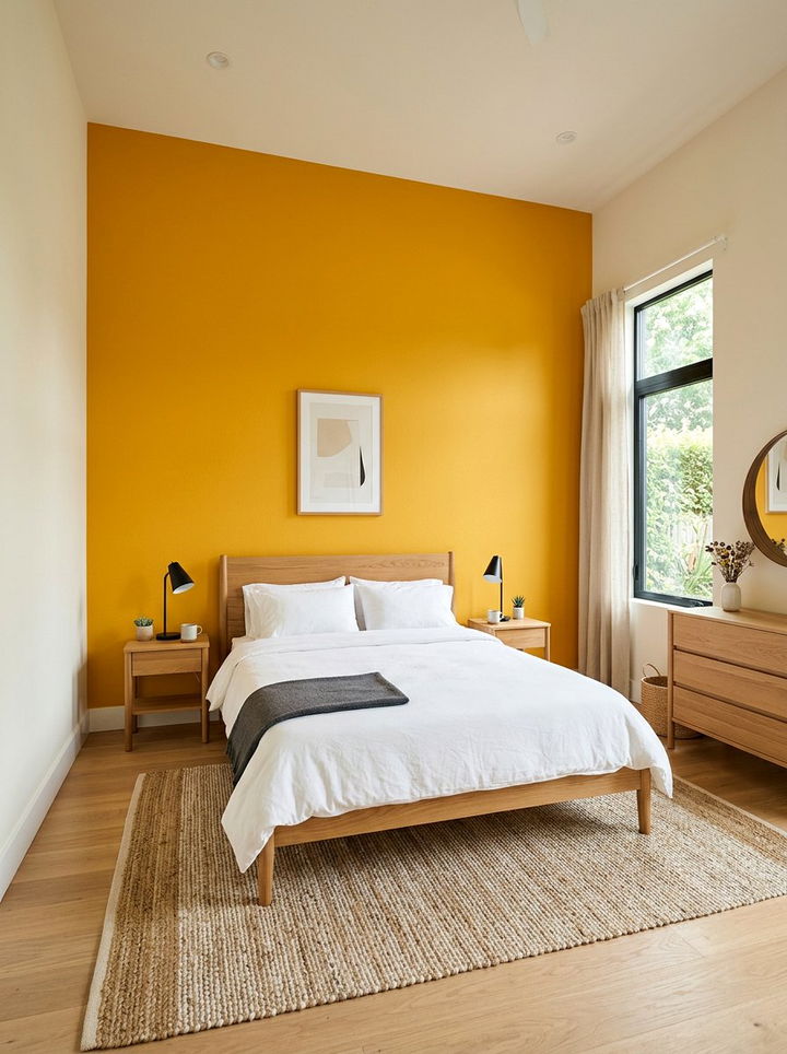 Saffron Accent Wall Bedroom - 30 saffron bedroom ideas