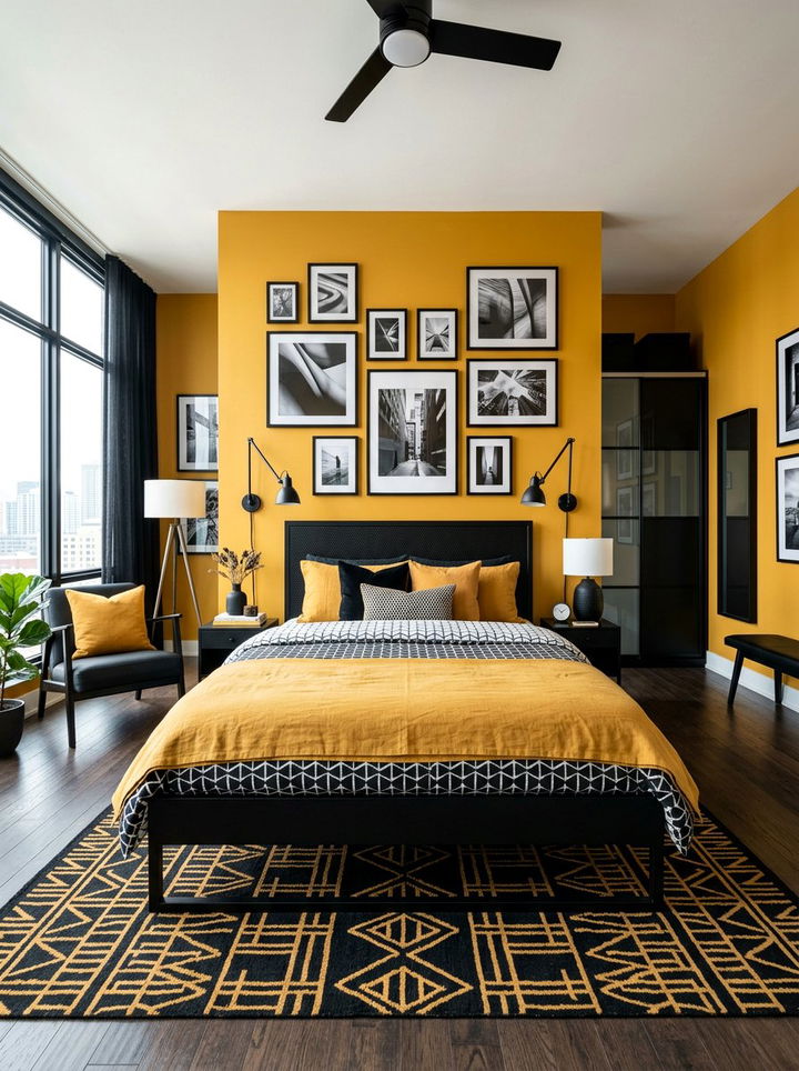Saffron And Black Modern Bedroom - 30 saffron bedroom ideas