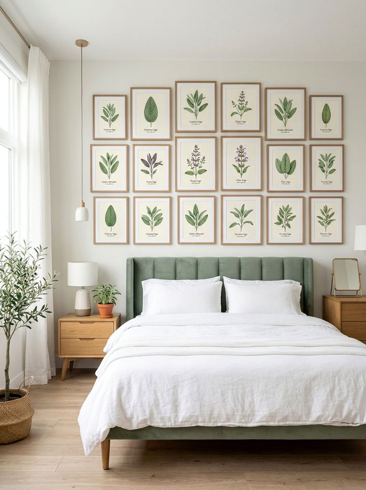 Sage Botanical Art - 30 sage bedroom decor ideas