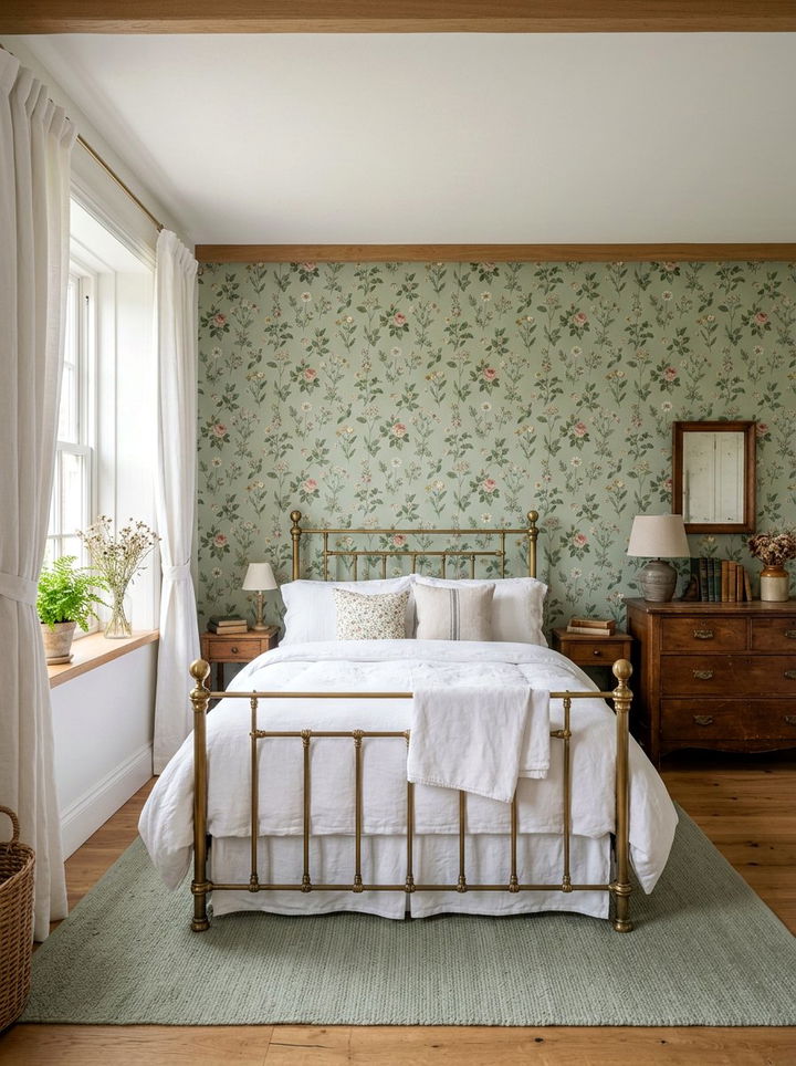 Sage Floral Wallpaper - 30 sage bedroom decor ideas