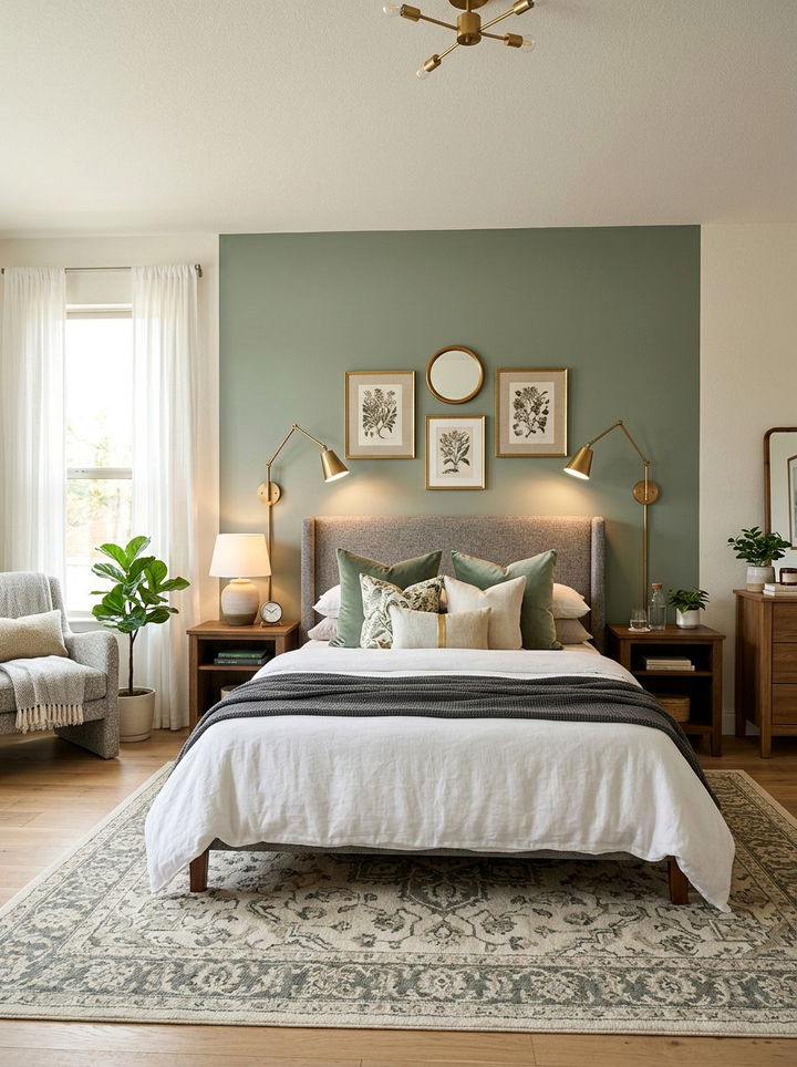 Sage Green Accent Wall Bedroom - 30 bedroom sage green walls