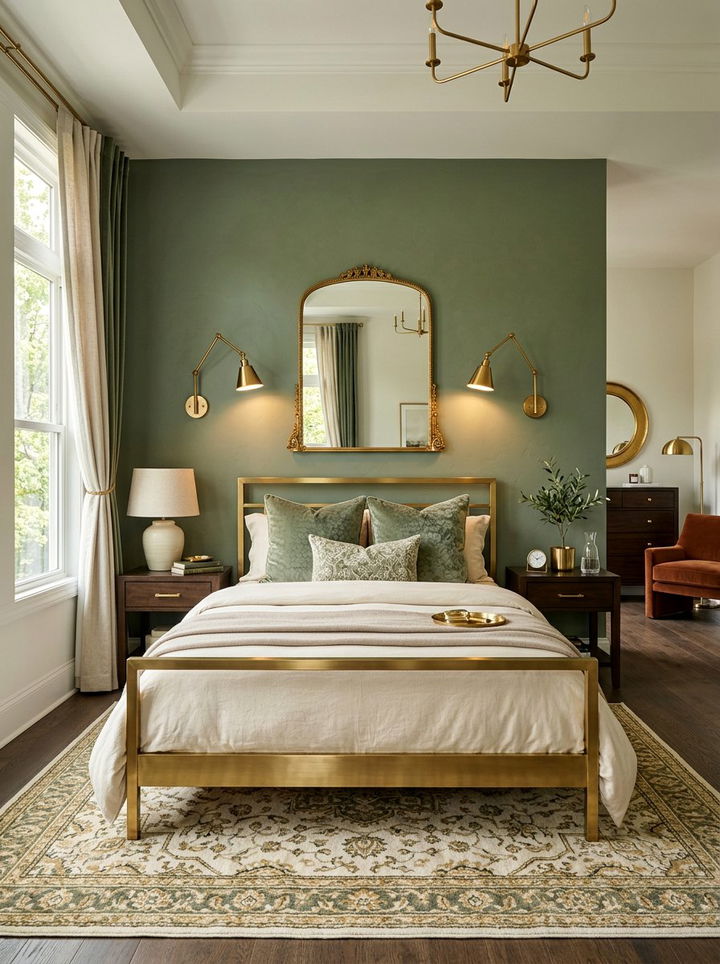 Sage Green And Brass Bedroom - 30 sage green accent wall bedroom