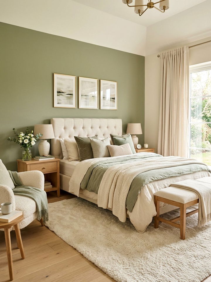 Sage Green And Cream Bedroom - 30 sage green accent wall bedroom