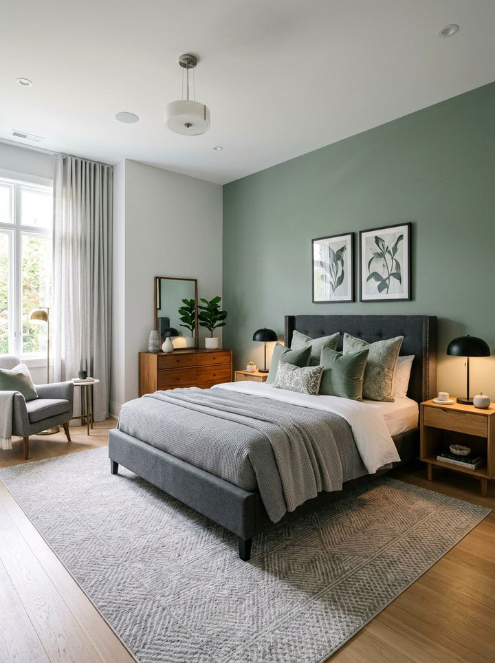 Sage Green And Grey Bedroom - 30 sage green accent wall bedroom