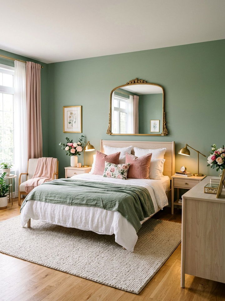 Sage Green And Pink Bedroom - 30 bedroom sage green walls