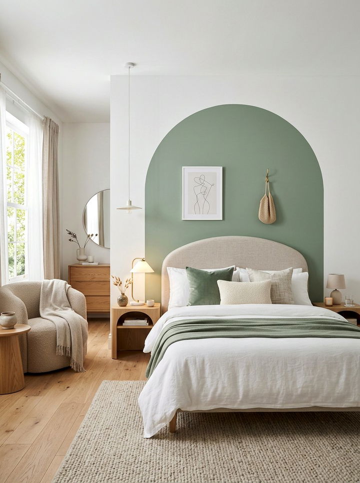 Sage Green Arched Accent Wall - 30 sage green accent wall bedroom