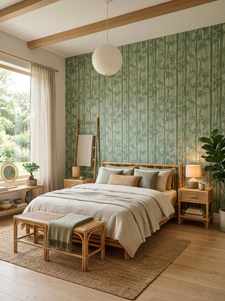 Sage Green Bamboo Forest Wallpaper - 30 bedroom tropical wallpapers