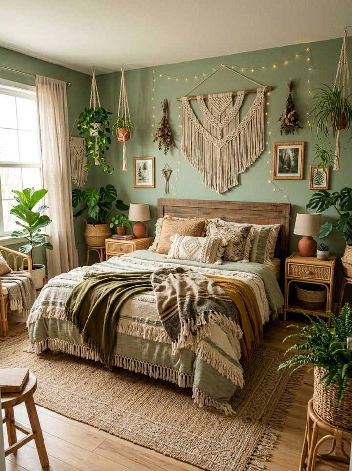 Sage Green Boho Bedroom - 30 bedroom sage green walls