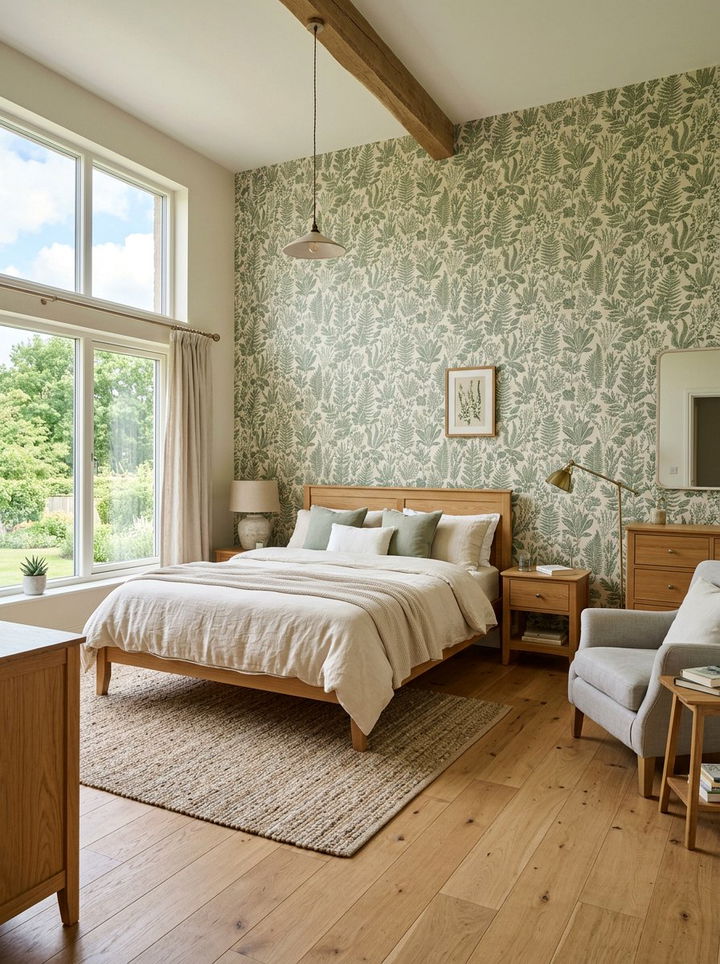 Sage Green Botanical Wallpaper - 30 bedroom botanical wallpapers