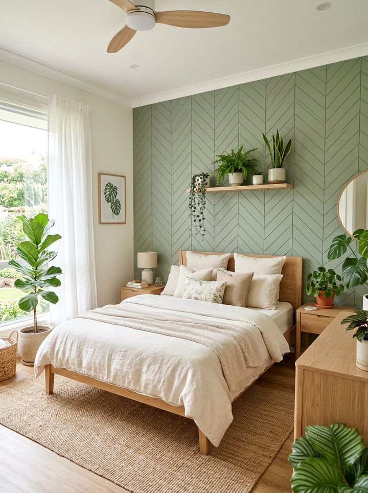 Sage Green Chevron Bedroom Wall - 30 bedroom chevron wall ideas