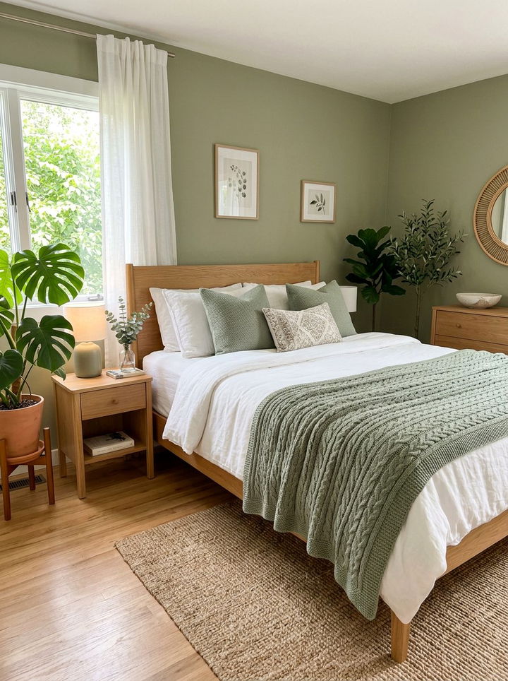 Sage Green Cotton Knit Blanket - 30 bedroom knit blankets
