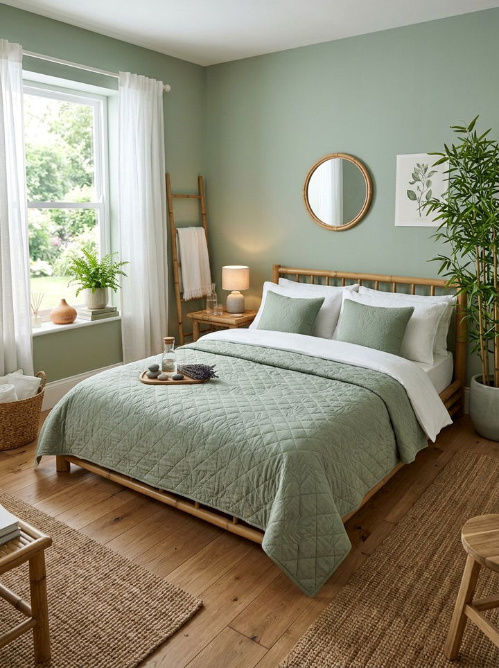Sage Green Cotton Quilt - 30 cotton bedroom ideas