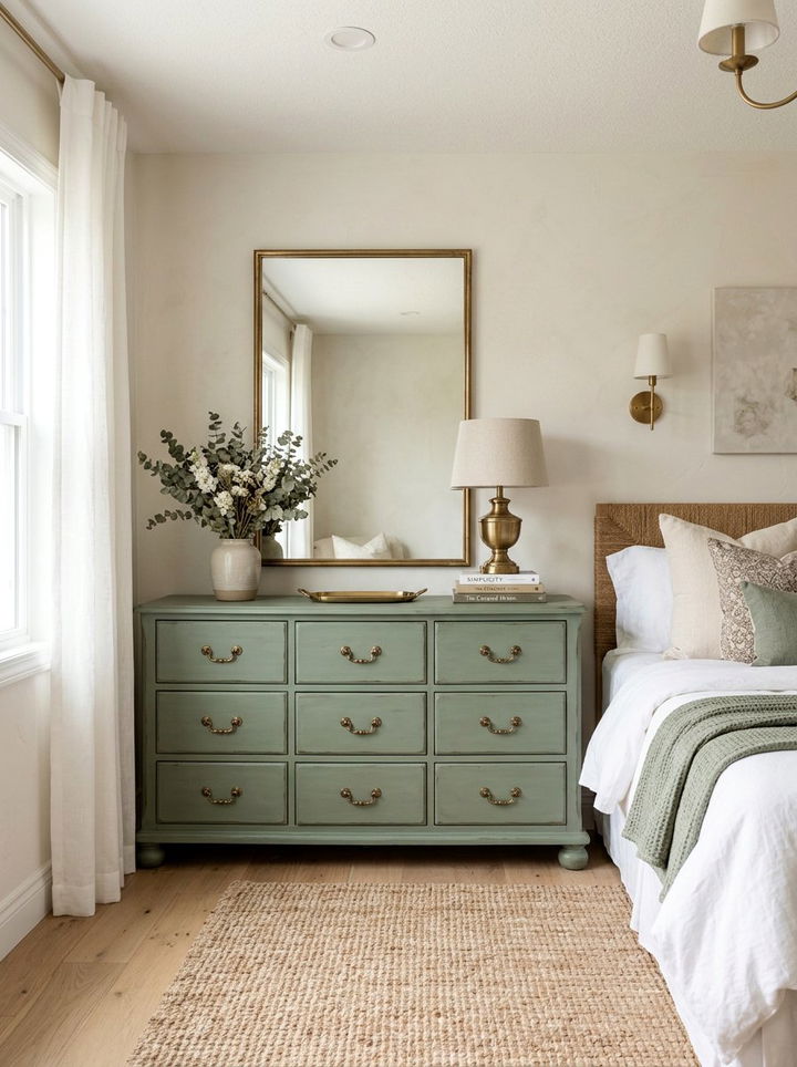 Sage Green Dresser - 30 sage green and cream bedroom ideas